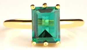 1.50Ct Octagon Shape Natural Zambian Emerald Solitaire Ring In 14KT Yellow Gold - Picture 1 of 12