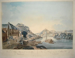 Rolandseck Drachenfels Nonnenwerth altkolorierte Radierung von Ziegler 1798 - Bild 1 von 6