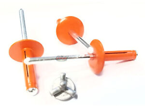 Orange Exploding Pop Rivets 3/16" Tri-Fold Large Head Aluminum Mandrel .040 -...