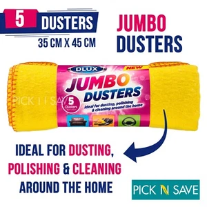 JUMBO DUSTERS LARGE YELLOW CLEANING CLOTHS SOFT POLISHING 100% COTTON 35 x 45CM - Picture 1 of 3