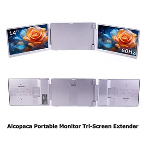 Alcopaca AL07 14" Portable Monitor Tri-Screen Extender FHD 1080P IPS Type-C 60Hz - Picture 1 of 11
