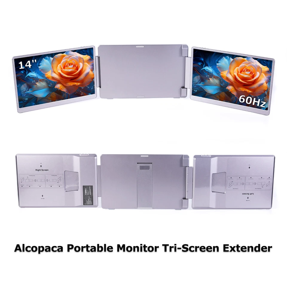 Alcopaca AL07 14" Portable Monitor Tri-Screen Extender FHD 1080P IPS Type-C 60Hz - Image 1 of 4