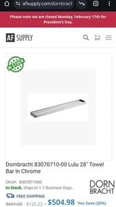 Dornbracht 83070710-00 Lulu 27.5" Towel Bar - Chrome - Picture 1 of 4