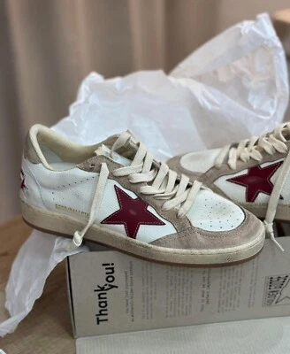 Золотой гусь мяч звезда кроссовок белая кожа/красный/розовый замши sz 38 новый в коробке - Изображение 1 из 4