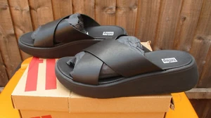Sandalias FitFlop para damas Modo F Cuero Forma plana Cruz Deslizables Cuero Reino Unido 3 - Imagen 1 de 12