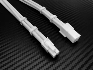 4 Pin Full White ATX CPU 30cm Sleeved Extension Shakmods + 2 White Cable Combs - Picture 1 of 1
