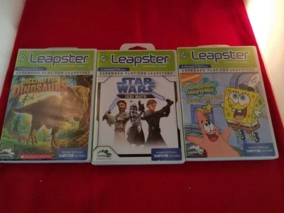 3 LeapFrog Leapster Learning Game Star Wars Sponge Bob Digging For Dinosaurs - Image 1 of 4