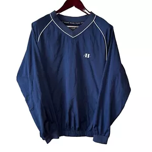 FootJoy FJ Windbreaker Mens L Navy Blue Long Sleeve Lightweight V-Neck Pullover - Picture 1 of 8