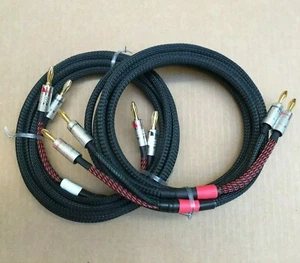 1'ft - 25FT Pair 13-AWG OFC Copper Speaker Wire Star Quad Cable Banana Braided - Picture 1 of 2
