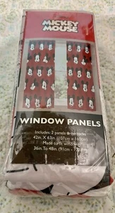 Mickey Mouse 2 Window Curtains Panel + 2 Tie Backs 42" x 63" NEW - Picture 1 of 4