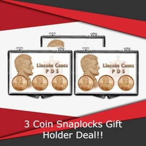 Coin Snaplocks Holder Lincoln Cents PDS Set Storage Display Deal of 3 GIFT NEW - Picture 1 of 6