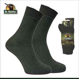 Dr Hunter - 2 Pairs Mens 100% Cotton Ribbed Walking Hunting Hiking Boot Socks UK - Picture 1 of 12
