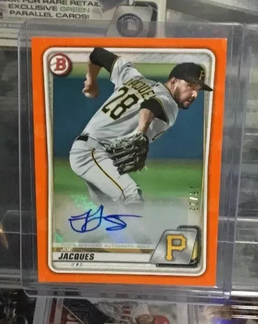 2020 Bowman Joe Jacques AUTO ORANGE /25 SSP Pittsburgh Pirates Autograph - Image 1 of 2