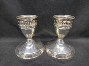 Duchin Sterling Silver Candle Holder Weighted Pair  - Picture 1 of 14