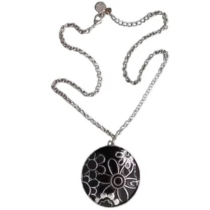 Liz Claiborne Silvertone Floral Medallion Necklace - Picture 1 of 3