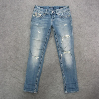 Pantalones de mezclilla para mujer Vigoss 3/4 azul lavado a la piedra tiro bajo boyfriend Foto 1 de 4