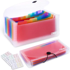 2 Pack 13-Pockets Expanding Accordion File Folder Mini Organizer Wallet for Stor - Picture 1 of 12