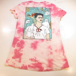 RIPNDIP CAT FRIDA KAHLO TEE T SHIRT Womens XS Tie Dye Pink - Picture 1 of 5