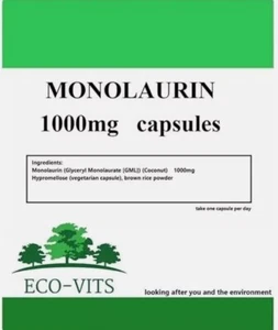 Monolaurin 1000mg Capsules – Antibacterial & Immune Health Support - ECOVITS - Picture 1 of 2