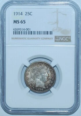 1914 P NGC MS65 Barber Quarter - Image 1 of 2