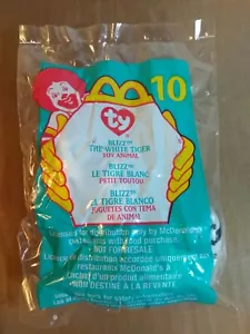 Blizz the White Tiger #10 Ty Teenie Beanie Baby McDonald's Happy Meal Toy 2000 - Imagen 1 de 2