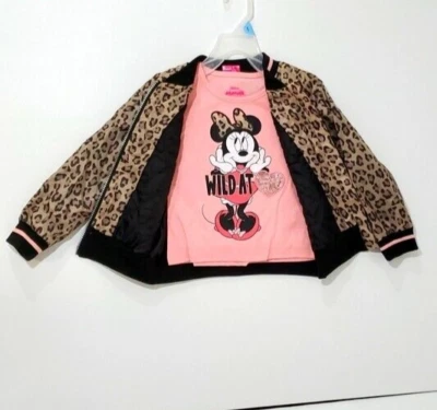 Conjunto de chaqueta y camiseta rosa con estampado de leopardo Minnie Mouse para niñas Disney Junior Foto 1 de 4