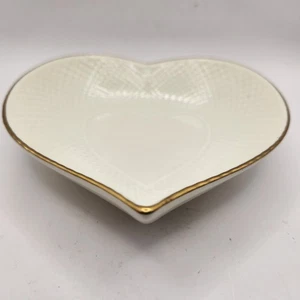 Mikasa herzförmige Schale - Bone Chine mit 24K Goldrand - Webmuster - Bild 1 von 8