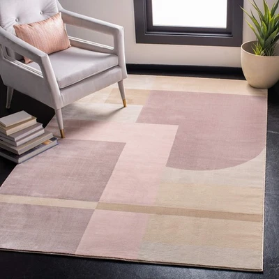 Orwell Collection Area Rug - 5'3" Square, Pink & Purple, Mid-Century Modern A... - Image 1 of 4