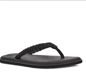 Sanuk Womans Yoga Braid Leather Flip Flop Sandals 1112767 - Picture 1 of 4