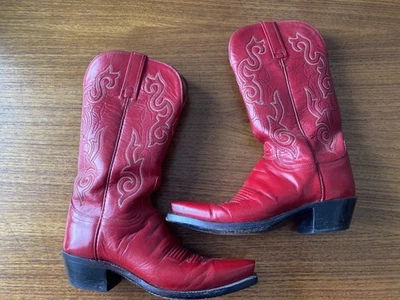 Botas elegantes para mujer LUCCHESE ROJO 1883 EE. UU. Hechas en Estados Unidos Talla 6 Foto 1 de 4