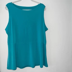 Susan Graver Liquid Knit A-Line Sleeveless Top Size X-Large Turqoise Blue - Picture 1 of 6