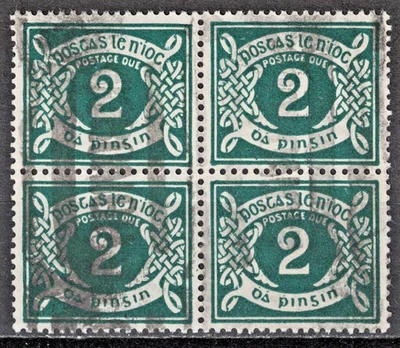 ИРЛАНДИЯ: 1925 SC#J3 блок из 4 б/у почтовая марка должное AP3568 - Изображение 1 из 2
