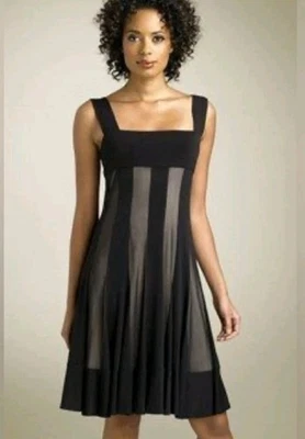 MAGGY LONDON Mesh Illusion Cocktail  Dress Sz 10 Black Women's Classic Elegant - Image 1 of 4