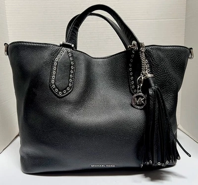 Michael Kors Brooklyn Rivet XL Black Leather Tote Handbag Satchel - Image 1 of 4