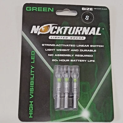 NEW 3 PACK SEALED NOCKTURNAL LIGHTED NOCKS SIZE S GREEN - Image 1 of 4