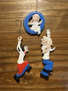 Lot vintage 3 ornements en céramique Popeye huile d'olive pois peint Noël - Photo 1/10