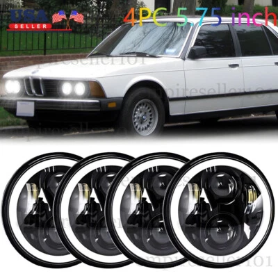 4X 5.75" 5-3/4" Redondo LED Faros DRL Proyector Beam para BMW Base 69-88 Foto 1 de 4
