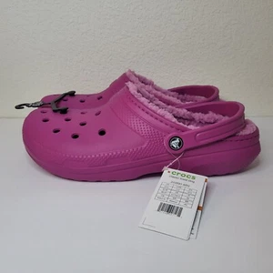 Crocs klassisch gefütterte Clogs Schuhe rosa Komfort Unisex Herren 12 Damen 13 Kunstfell - Bild 1 von 8