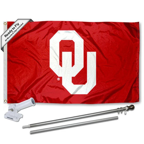Oklahoma Sooners OU Logo Flag Pole and Bracket Gift Package Cover