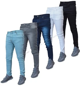 "Nuevos pantalones vaqueros de mezclilla súper elásticos ajustados ajustados ajustados para hombre tallas de cintura y pierna 28""-42" - Imagen 1 de 8