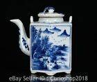 68 Kangxi Marked Chinese Blue White Porcelain Mountain Water Kettle