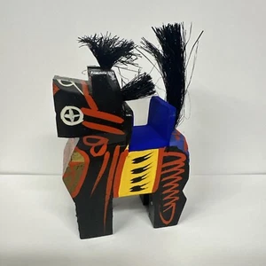 Japanese Folk Art Miharu Koma Miharukoma Black Horse Umakko Wooden Hand Painted - Picture 1 of 6