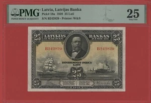 LATVIA 25 LATI 1928 PICK # 18a PMG 25 VERY FINE. - Picture 1 of 2