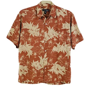 Camisa Tori Richard Ladrillo y Marfil Hojas Tropicales Campamento Hawaiano Aloha Viscosa L - Imagen 1 de 15