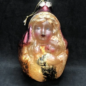 Lovely Madonna & Child Blown Glass Hand Painted Christmas Ornament 5" Tall - Picture 1 of 8