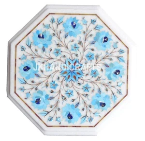 Marble Table Floral Semiprecious Inlay Work Home Decor Gift 18" Octagonal - Picture 1 of 7