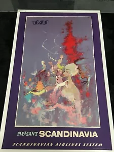 Póster de viaje de colección 1964 PLEASANT SCANDINAVIA PARTY SAS AIRLINES OTTO NIELSEN - Imagen 1 de 6