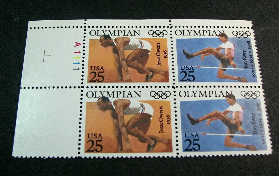 US Plate Blocks Stamp Scott# 2496,2497 Olympians 1990 MNH  L480 - Image 1 of 1