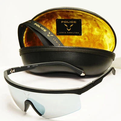 Gafas de sol Police Lewis Hamilton F1 negro plateado espejo escudo SPL A28 COL9U5X Foto 1 de 4