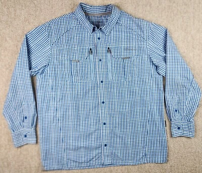 Cabela's Guidewear Men's XL UPF 50 Long Sleeve Vented Blue Check Fishing Shirt - Изображение 1 из 4